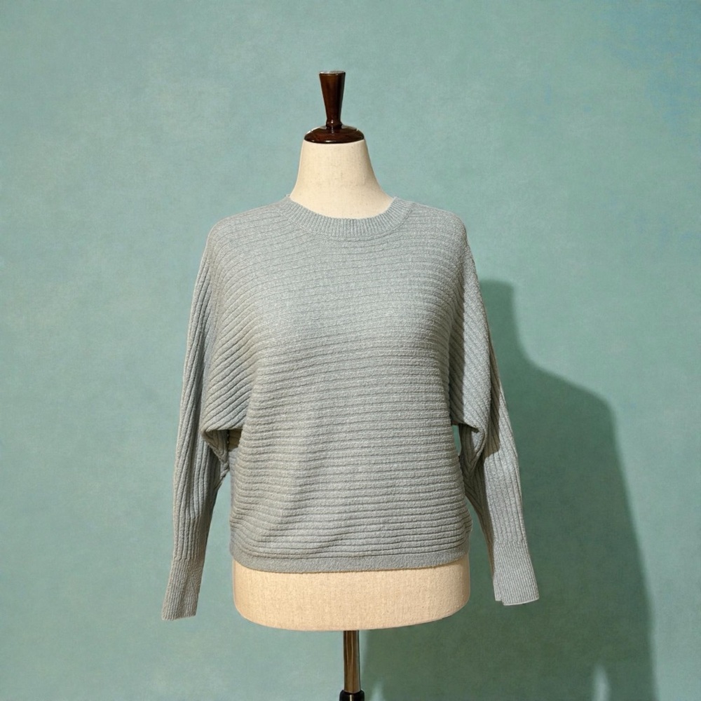 Pink Rose Light Bluish Green Ribbed Sweater - Size M